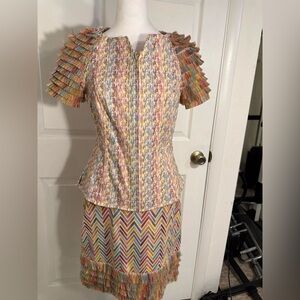 Per Se by Carlisle Colorful Patterned Women's Skirt Suit